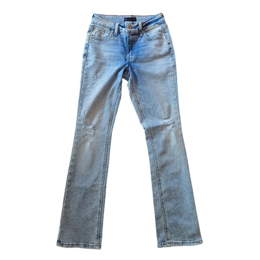 Edgely by Maurices Slim‎ Bootcut Jeans Womens 0 Light Wash Distressed Y2K Core
